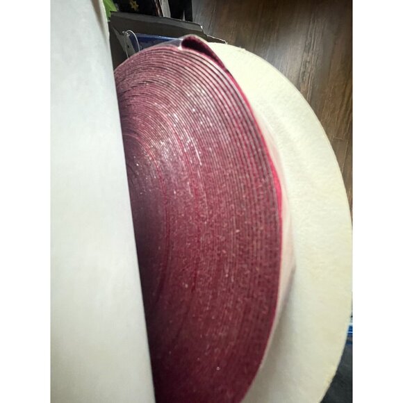 Seville Cranberry Red Flocked Velvet Ribbon 25 Yards Fused Edge Satin Back - Picture 6 of 6